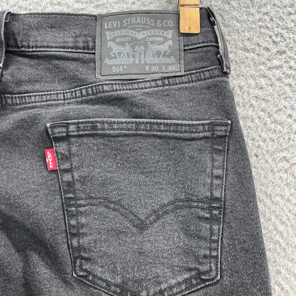 Levis 514 Jeans Mens 30x27 Black‎ Denim Straight Leg Five Pocket Stretch Pants